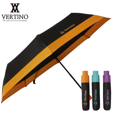 베르티노 3단 수동 칼라 보다 우산, 민트 주황 보라 3컬러띠 우산