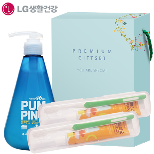 페리오 46CM 펌핑 치약 285g +LG 생활 건강 치약 칫솔세트 2개 [101- 209317]