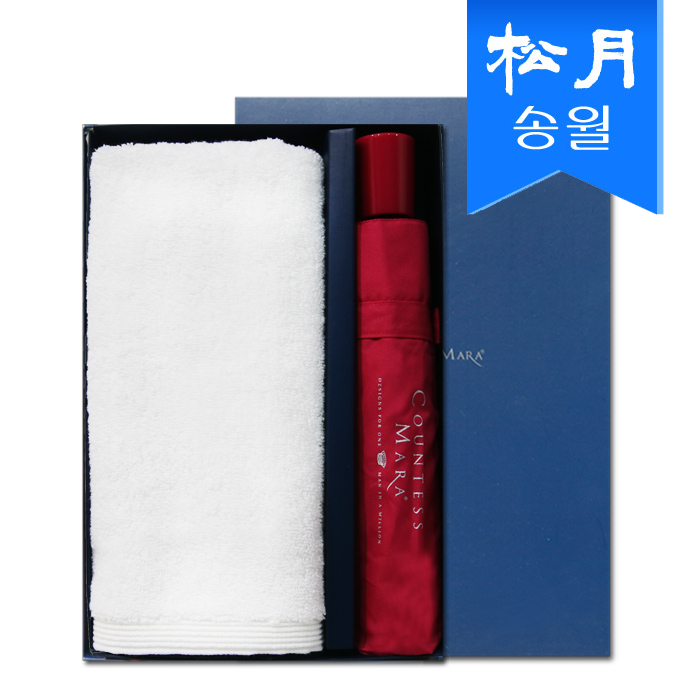 송월타올 우산 선물세트 (헤비무지1+CM 3단 폰지 1) +쇼핑백 s