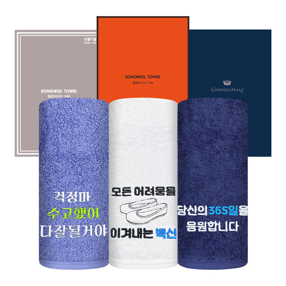 [송월타올] 호텔 항균 타올 180g 1P 세트 [백신 응원 자수]