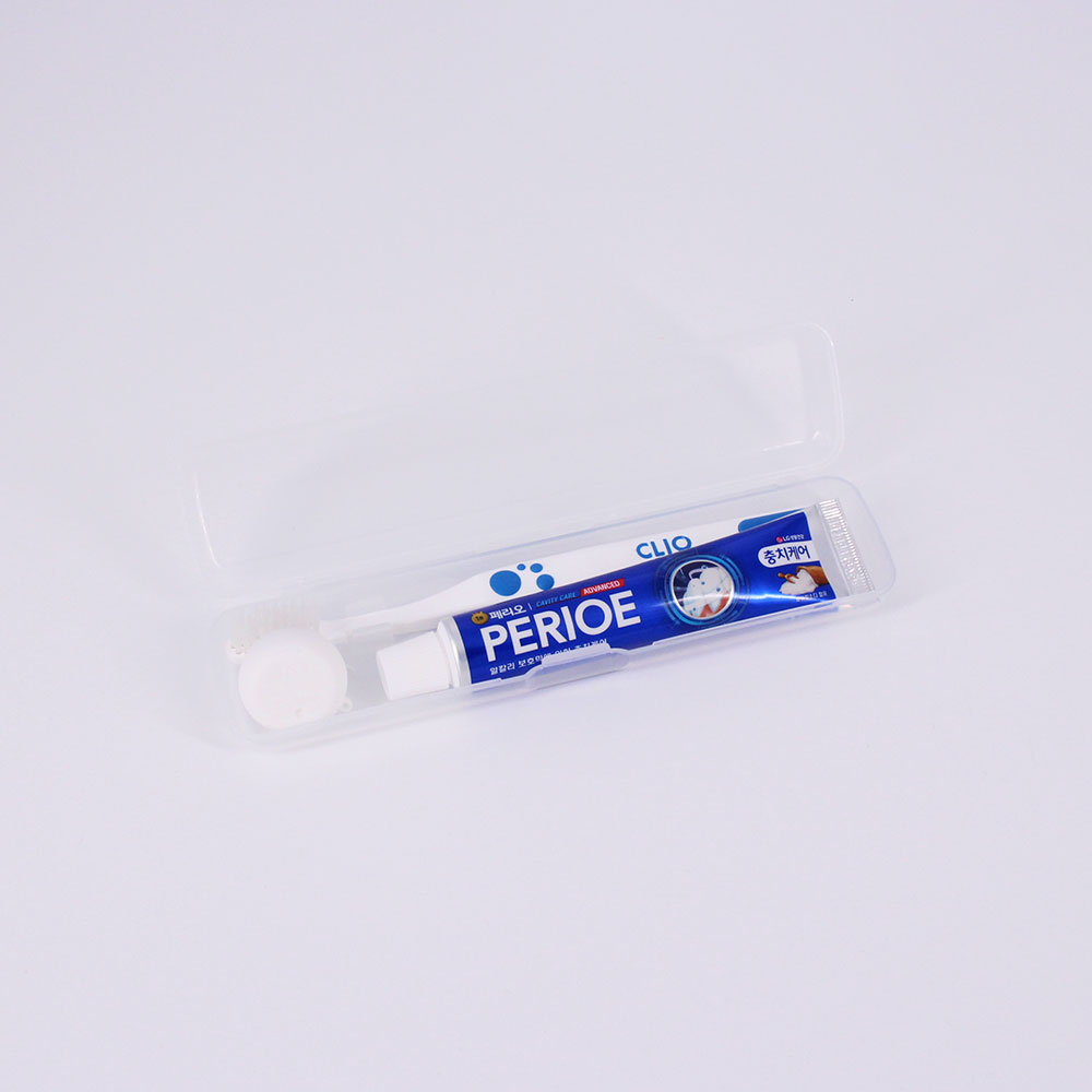 LG 페리오치약 국산미세모칫솔 치실 휴대용 여행용 투명PP케이스