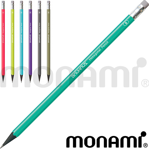 모나미 바우하우스 육각 지우개 연필 HB, B, 2B