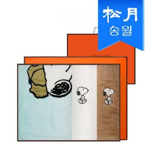 송월 스누피 기프트세트(스누피 76 비치타올1 + 스누피리버 타올2) + 쇼핑백