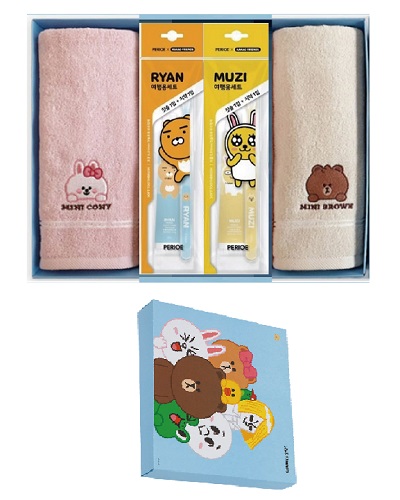 라인프렌즈 미니브라운앤프렌즈 세면타올 2P 카카오프렌즈 양치세트2p 프리미엄 4종세트