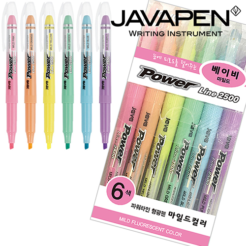 자바 파워라인베이비마일드형광펜6P