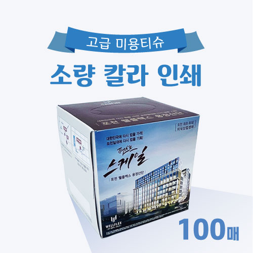 [칼라 인쇄 각티슈] 정사각 고급 미용티슈 100매