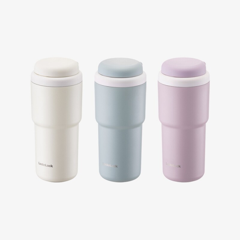 락앤락 데일리 마카롱 스텐 텀블러 원터치형 480ml 안전 이중잠금 (크림/블루/라벤더)