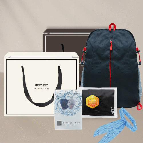 프리미엄 접이식 스포츠 백팩 [PMB-02] + 고급 손등 커버형쿨토시 + 물방울쿨스카프 + 플씨드쿨마스크 4종 세트