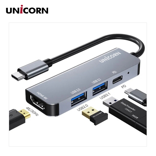 유니콘 C타입 4in1 멀티허브 PD 87W 충전 지원 알루미늄 TCH-P10