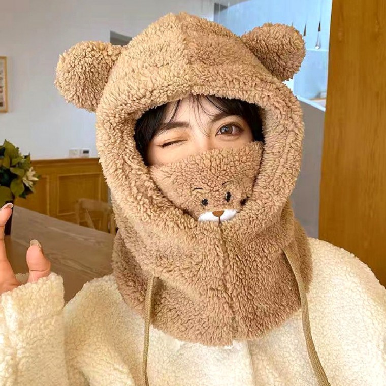 곰돌이 바라클라바 귀여운 털모자 겨울 모자 워머 넥워머 목토시 후드워머 겨울넥워머 후드모자 방한용품