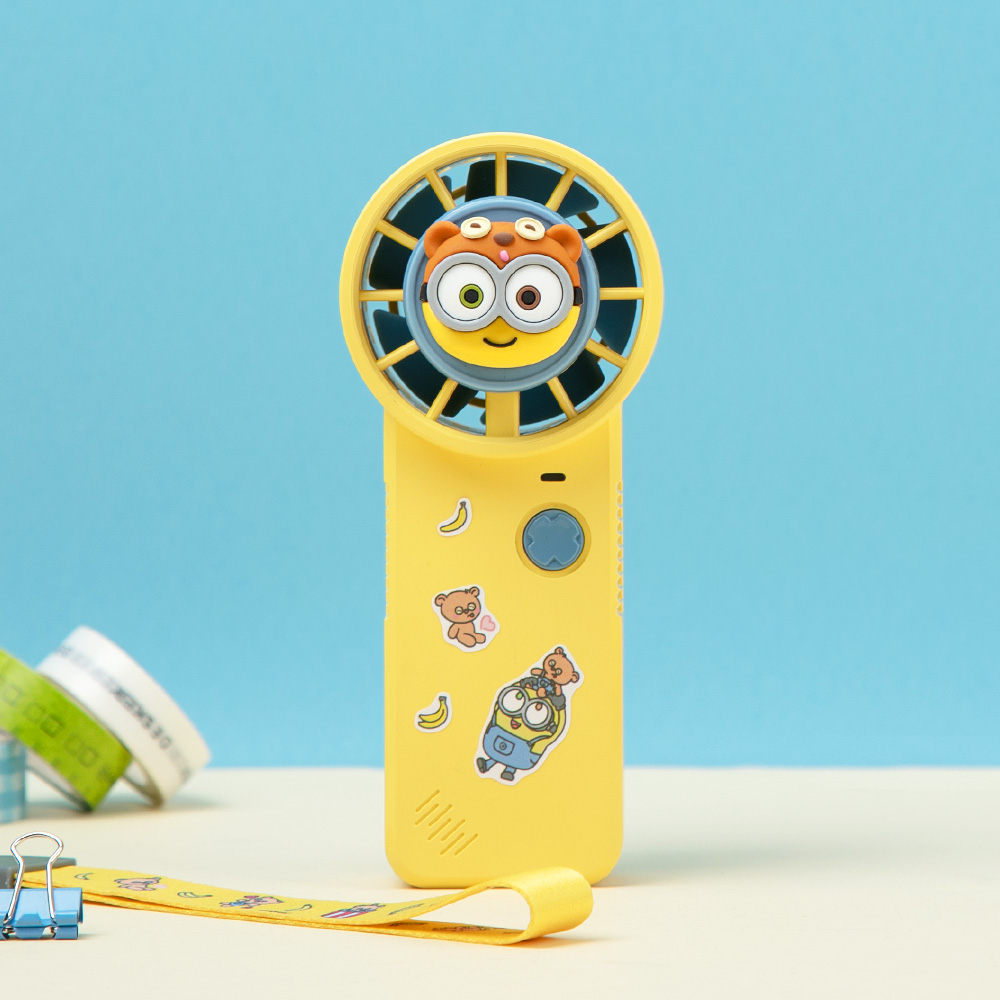 미니언즈 미니 핸디선풍기 충전식 선풍기 핸디팬 휴대용 스트랩 귀여운 캐릭터 USB C타입