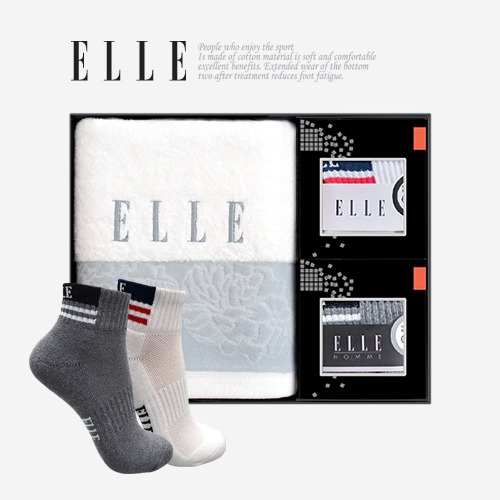 엘르 로즈타올 1매 + 스포츠양말 남녀 2족세트
