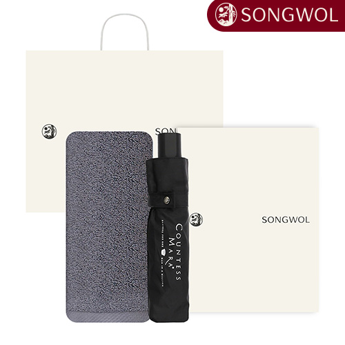 송월 CM 3단 뉴폰지 우산 1P + 뉴컬러무지 타올 1P