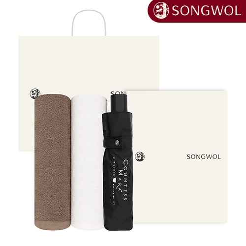 송월 CM 3단 뉴폰지 우산 1P + 뉴컬러무지 타올 2P