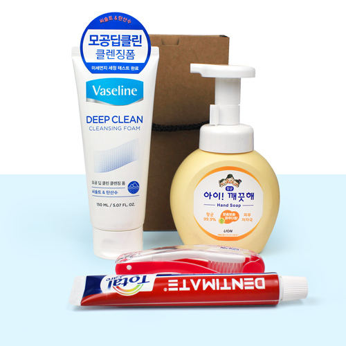 바세린 딥클린 클렌징폼 + 아이깨끗해 핸드워시 + 크리오 치약 + 니치 접이식칫솔 + 끈케이스