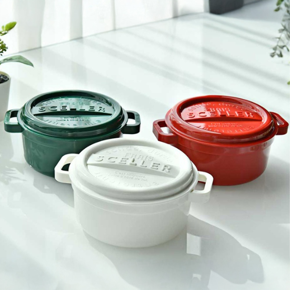 실리 푸드팟 350ml-3p세트(화이트+그린+레드)