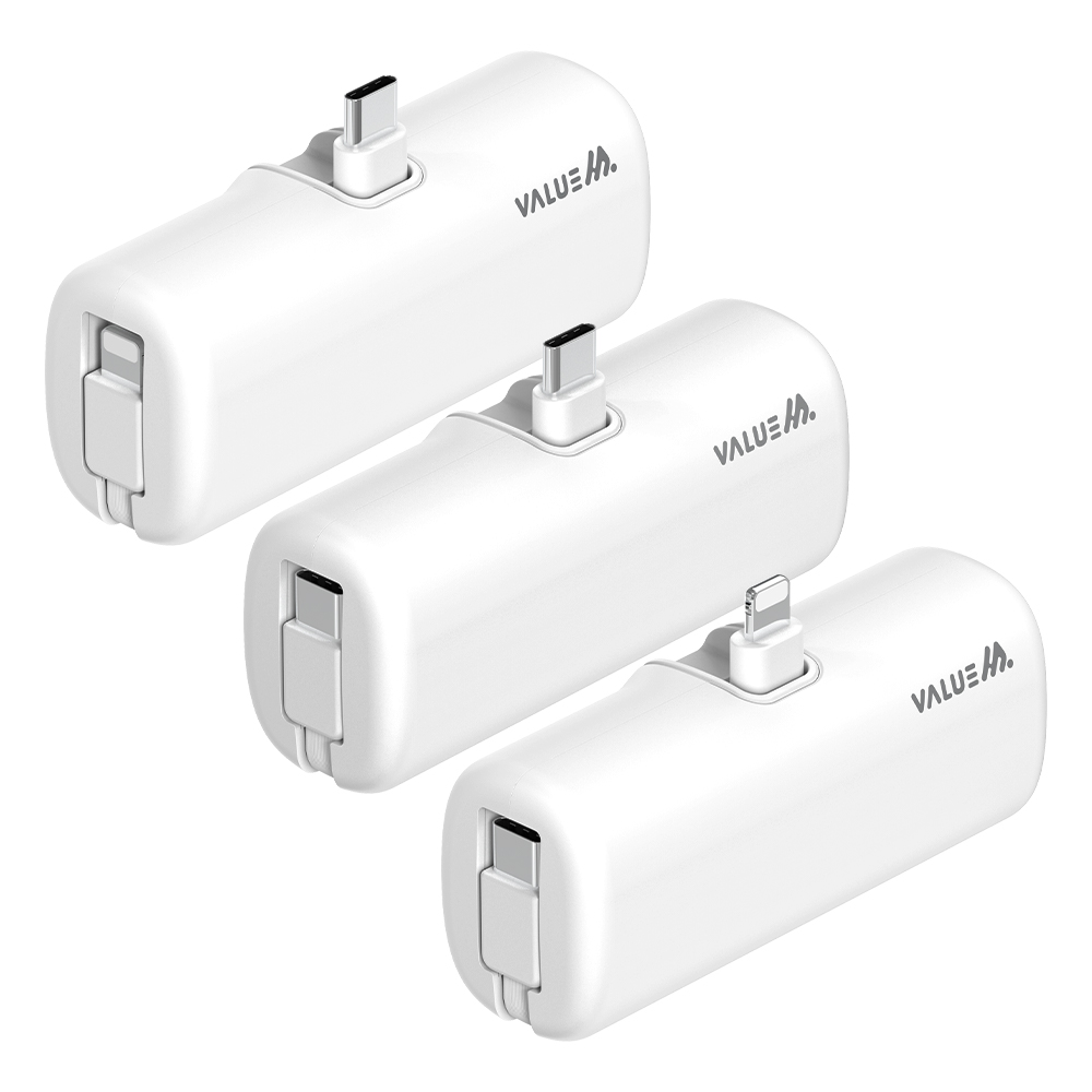 [밸류엠] 2in1 접이식 일체형 도킹 보조배터리 5000mAh D4