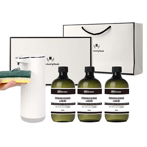 웰세스 WG-103G 젤 주방세제 자동 디스펜서 1개 + 리필 500ml 3개 세트