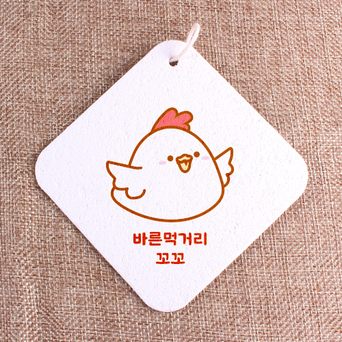 셀룰로오스 펄프 수세미 마름모형-단면컬러인쇄 포함 압축수세미