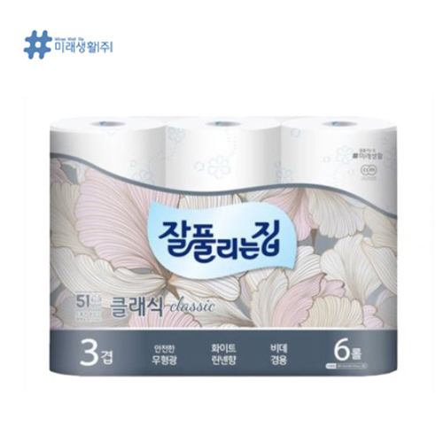 미래생활 잘풀리는집 더도톰한 3겹 6롤 화장지