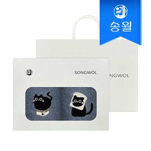 우리집 고양이 캐릭터자수 2p세트 세면타월 쇼핑백 증정