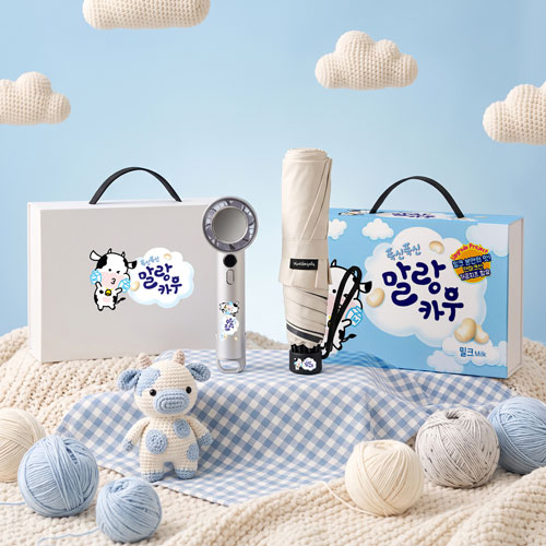 버드 키링 기프트세트 105호 (MG 버드 3단 슬림 로고 암막 양우산+쿨링선풍기)