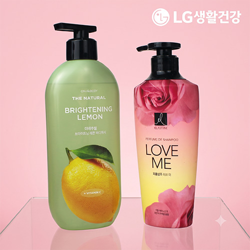 LG생활건강 엘라스틴 샴푸 400ml + 바디워시 레몬 480ml +끈케이스