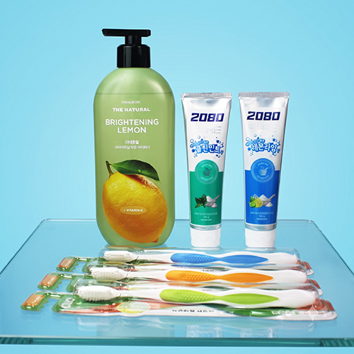 LG생활건강 바디워시 레몬 480ml+2080 퓨어치약 120g 2개+프리미엄 아르볼 초극세모칫솔 3개