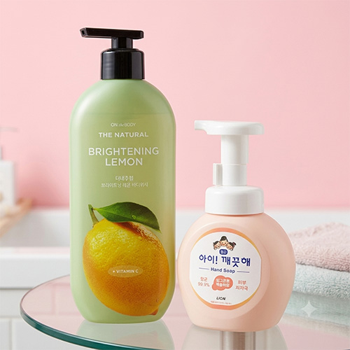 LG생활건강 바디워시 레몬 480ml + 아이깨끗해 핸드워시 + 끈케이스