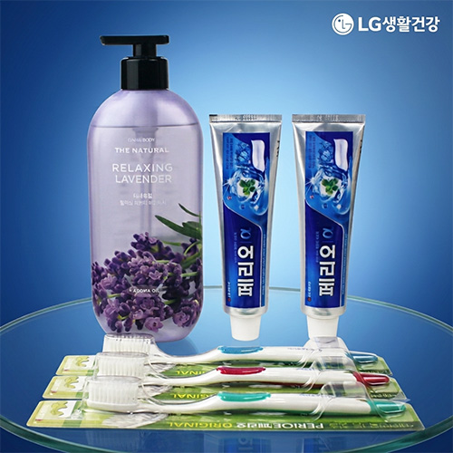 LG생활건강 바디워시 라밴더 480ml+페리오 후레쉬알파 치약 150g 2개+페리오 이중미세모 칫솔 3개
