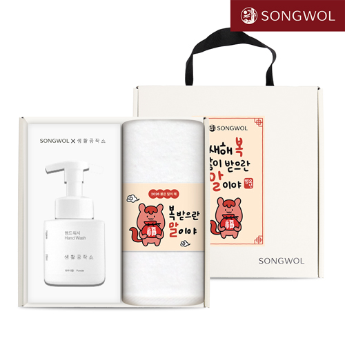 송월 핸드워시 기프트세트 19 (신년 붉은 말이야 띠지 호텔수건 150g 1P + 생활공작소250ml 1P)