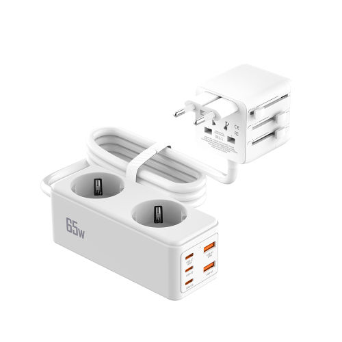 스카이 필 글로벌 GaN 65W 7in1  고속충전기 3250W 멀티탭 해외 여행용  + 파우치 세트