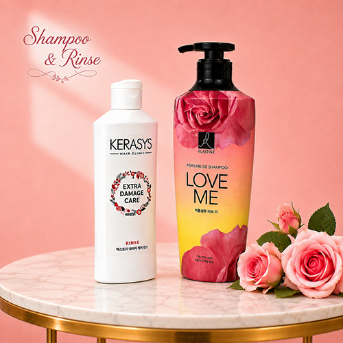 LG생활건강 엘라스틴 샴푸 400ml + 애경 린스 + 끈케이스