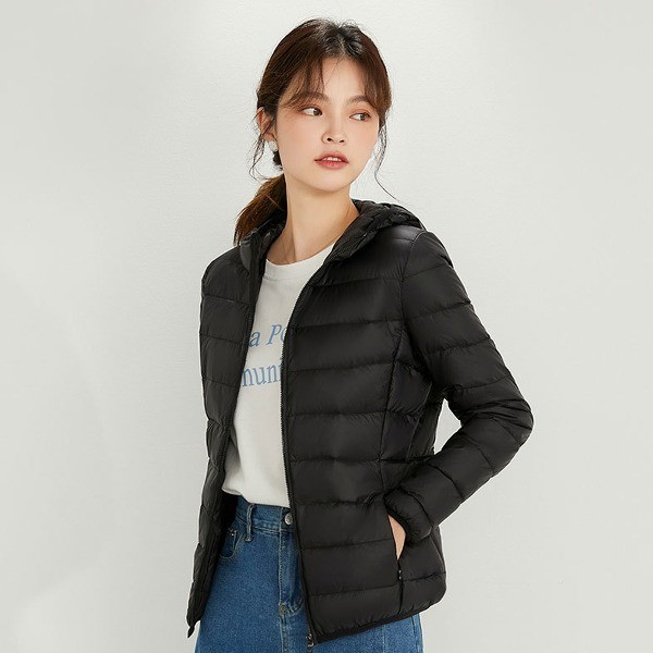 [단체기념품] 여성 후드 초경량 덕다운 패딩 (파우치 구성/6컬러/겨울필수)