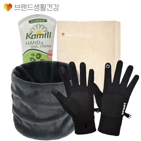 브생건 방한세트 (벨벳 넥워머+스마트 방한장갑+카밀 핸드크림100ml)