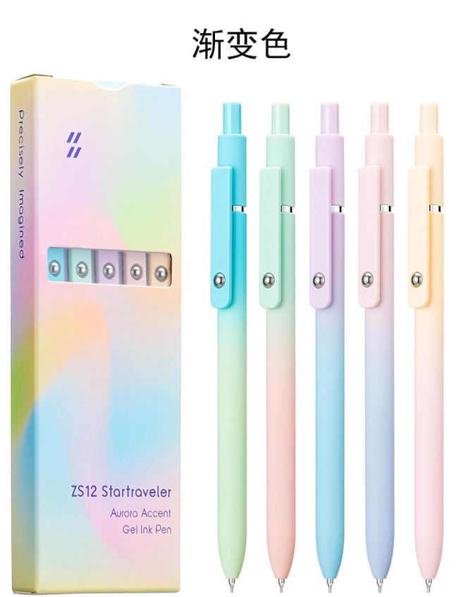 퀵 드라이 간호사 볼펜 오로라 젤펜 0.7mm 중성펜 고시생펜 수험생펜 파스텔볼펜 5자루 1세트