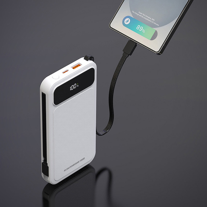 뉴에이커 LCD PD 20W 10000mAh 미니보조배터리 일체형 + C타입 케이블