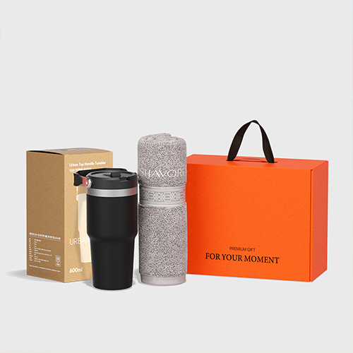 제이에스 어반 탑핸들 스텐 텀블러세트 600ml+샤보렌 디럭스40 송월타올세트
