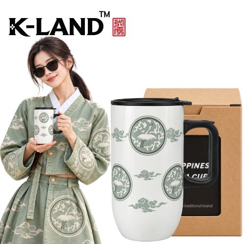 한국전통 케이랜드 국보 제68호 고려청자 보온보냉 스텐 머그 핸들 텀블러 420ml