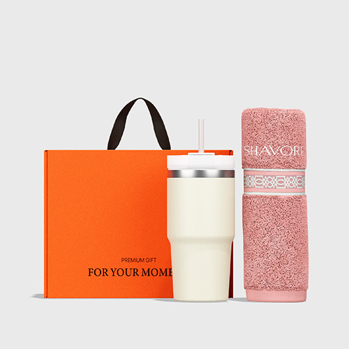 BS349 시그니처 스트로우 스텐 텀블러세트 600ml+샤보렌 디럭스40 송월타올세트