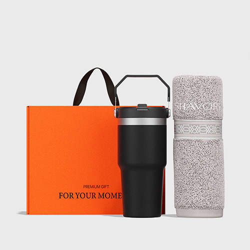 BS373 어반 탑핸들 스텐 텀블러세트 600ml+샤보렌 디럭스40 송월타올세트