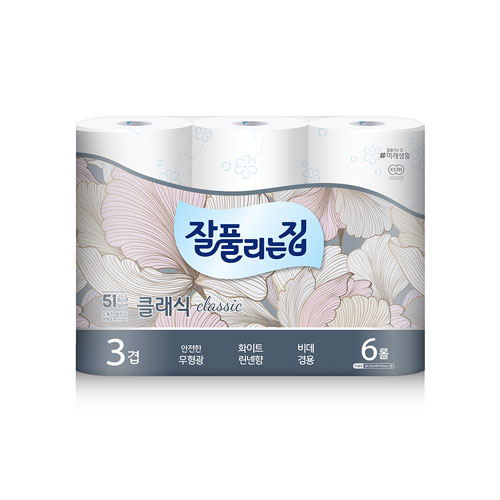 [티슈/각티슈/키친타올/화장지]잘풀리는집 퀼팅3겹 화장지 6롤