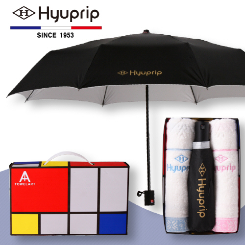 협립 3단 폰지 수동 우산 1P+눈꽃 타올 2P세트