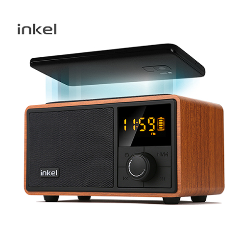 인켈 INKEL (메이플)무선충전 블루투스 스피커 라디오 시계