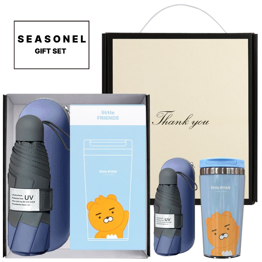 시즈넬  선물세트 고급5단우산+카카오 그래픽 텀블러 400ml