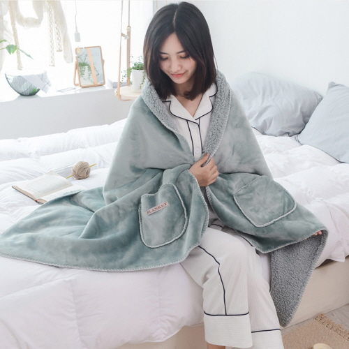 에코라이프 따뜻한 투포켓 단추 망토 담요 (60170) CBH581
