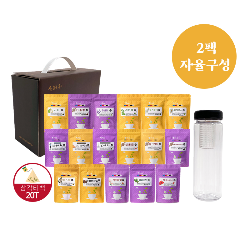 다예 차다 (茶) 시그니처 티보틀 세트 (홍차허브차 20Tx2개+에코티보틀500ml)