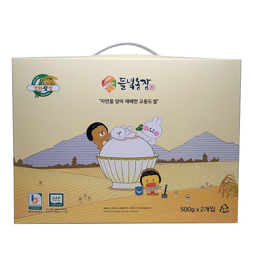 들녘농장 강화교동섬쌀 특등급쌀 유기농 친환경 우렁이쌀 500g×2개입