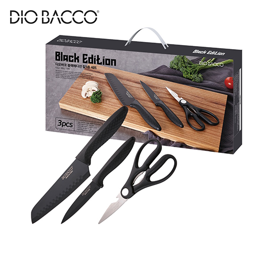 디오바코 블랙에디션 3종 칼세트 식칼 과도 주방가위
