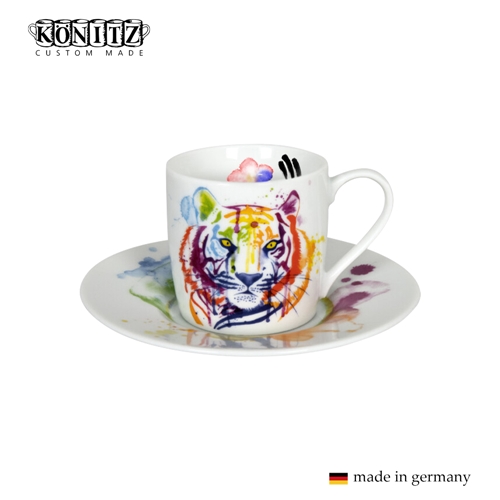 독일 코니츠 머그컵인쇄 수채화동물 호랑이 에스프레소